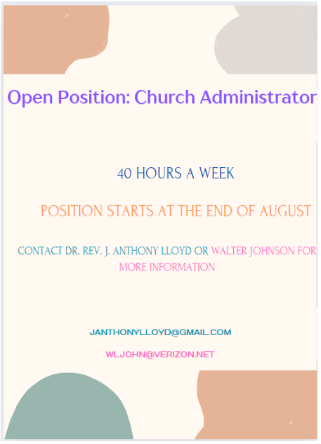 Open Position at GFCC: Church Administrator