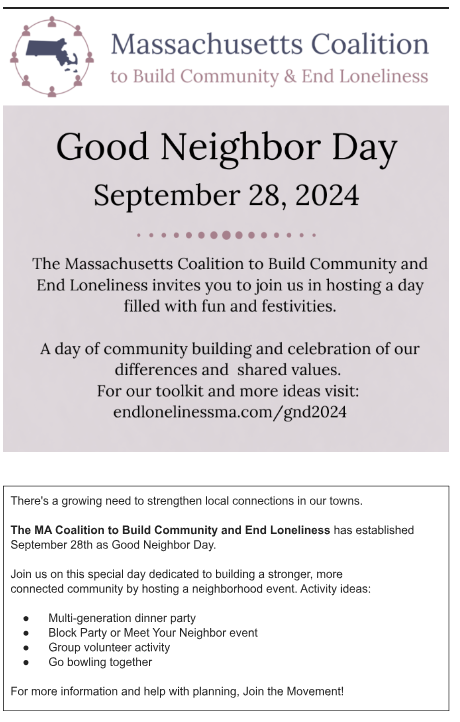 MA Coalition's Good Neighbor Day Event (9/28/24)