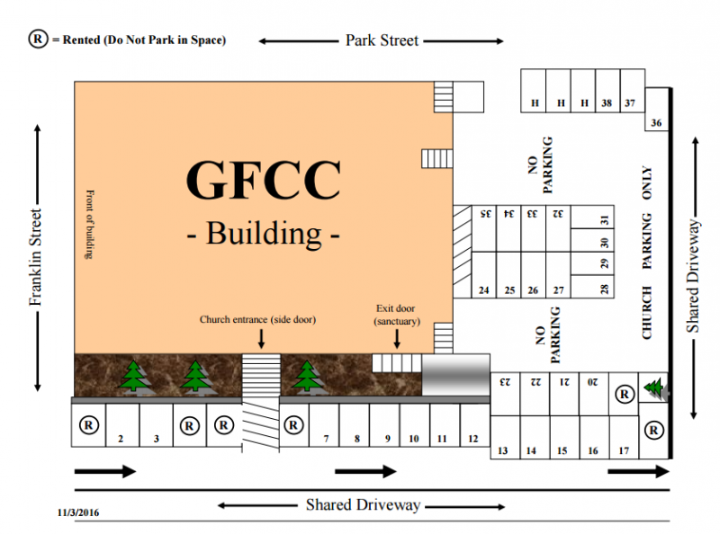 Map of GFCC's parking spaces